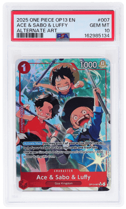 2025 One Piece Carrying On His Will Alternate Art Ace/Luffy/Sabo #OP13007 PSA 10