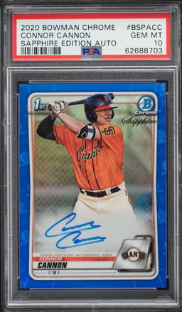 2020 Bowman Chrome Sapphire Edition Connor Cannon PROSPECT AUTO #BSPACC PSA 10 GEM MINT