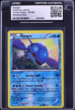 2015 Pokemon XY Primal Clash Reverse Holo Kyogre #53 CGC AUTH