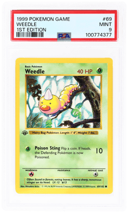 1999 Pokemon Base Set 1st Edition Weedle #69 PSA 9