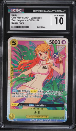 2024 One Piece Japanese Two Legends SR Nami #OP08-106 CGC 10 GEM MINT