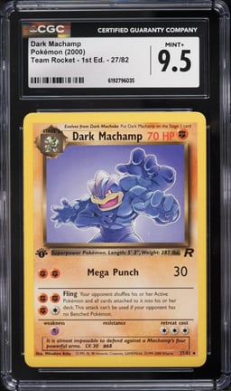 2000 Pokemon Team Rocket 1st Edition Dark Machamp #27 CGC 9.5 MINT+