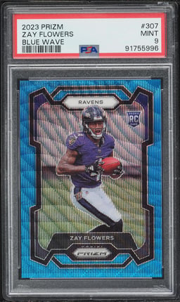 2023 Panini Prizm Blue Wave Zay Flowers ROOKIE /199 #307 PSA 9 MINT