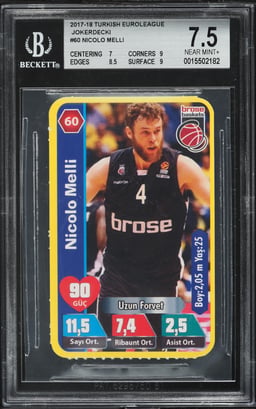 2017 Turkish Euroleague Jokerdecki Nicolo Melli #60 BGS 7.5 NRMT+