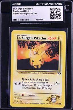 2000 Pokemon Gym Challenge Lt. Surge's Pikachu #84 CGC AUTH
