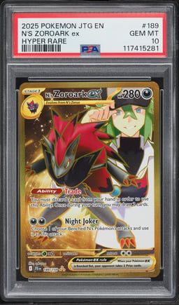 2025 Pokemon Scarlet & Violet Journey Together Gold Rare N's Zoroark ex #189 PSA 10 GEM MINT