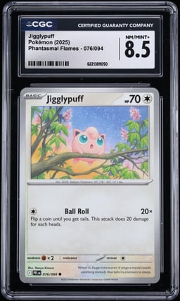 2025 Pokemon Mega Evolution Phantasmal Flames Jigglypuff #76 CGC 8.5 NM-MT+