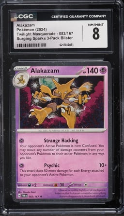 2024 Pokemon Scarlet & Violet Twilight Masquerade Surging Sparks Alakazam #82 CGC 8 NM-MT