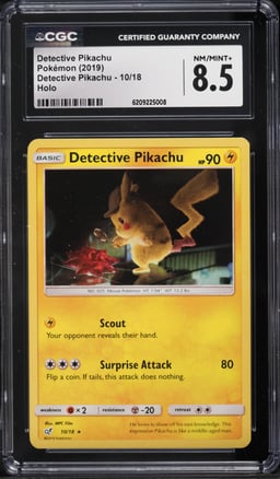 2019 Pokemon Sun & Moon Holo Detective Pikachu #10 CGC 8.5 NM-MT+