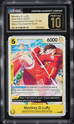 2025 One Piece Promo Store Tournament Volume 4 Monkey D. Luffy #P-106 CGC 10 PRISTINE