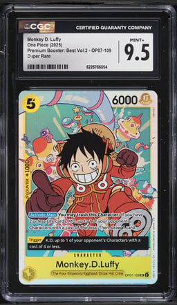 2025 One Piece Premium Booster Best Vol.2 SR Monkey D. Luffy #OP07-109 CGC 9.5 MINT+