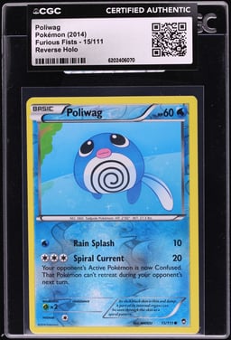 2014 Pokemon XY Furious Fists Reverse Holo Poliwag #15 CGC AUTH