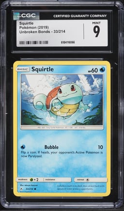 2019 Pokemon Unbroken Bonds Squirtle #33 CGC 9 MINT