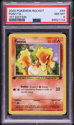 2000 Pokemon Team Rocket 1st Edition Ponyta #64 PSA 8 NM-MT