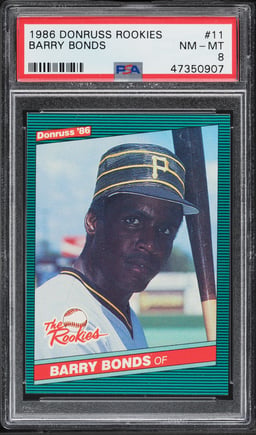 1986 Donruss The Rookies Barry Bonds ROOKIE #11 PSA 8 NM-MT