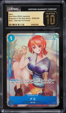 2024 One Piece Japanese Emperors In The New World Alt Art Nami #OP09-050 CGC 10 PRISTINE