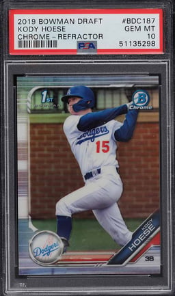 2019 Bowman Chrome Refractor Kody Hoese ROOKIE RC #BDC187 PSA 10 GEM MINT