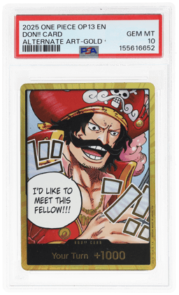 2025 One Piece Carrying On His Will Alternate Art Gold Don!! Card PSA 10