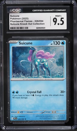 2025 Pokemon Mega Evolution Phantasmal Flames Knock Out Collection Suicune #26 CGC 9.5 MINT+