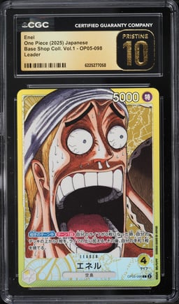 2025 One Piece Japanese Base Shop Collection Vol. 1 Leader Enel #OP05-098 CGC 10 PRISTINE