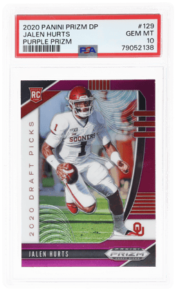 2020 Panini Prizm Draft Picks Purple Prizm Jalen Hurts #129 PSA 10