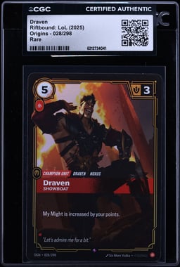 2025 Riftbound League Of Legends LoL Origins Draven #028 CGC AUTH