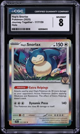 2025 Pokemon SV Journey Together Holo Hop's Snorlax #117 CGC 8 NM-MT