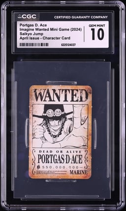 2024 One Piece Imagine Wanted Mini Game Saikyo Jump April Issue Portgas D. Ace CGC 10 GEM MINT