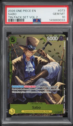 2026 One Piece Promo Tin Pack Set Volume 2 Sabo #P-073 PSA 10 GEM MINT