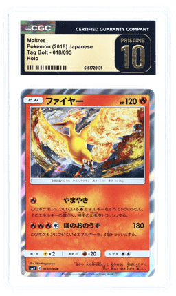 2018 Pokemon Sun and Moon Tag Bolt Japanese Holo Moltres #018 CGC PRI