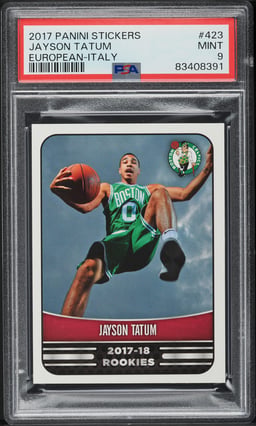 2017 Panini Stickers European Italy Jayson Tatum ROOKIE #423 PSA 9 MINT