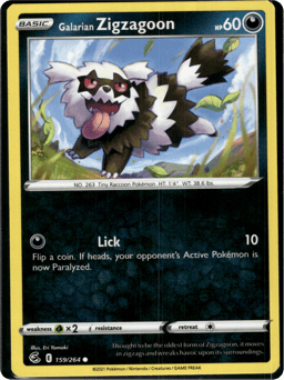 2021 Galarian Zigzagoon #159 Fusion Strike
