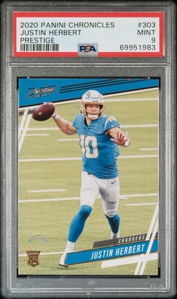 2020 JUSTIN HERBERT #303 PANINI CHRONICLES PRESTIGE PRESTIGE PSA 9.0