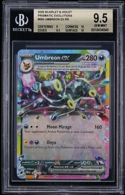 2025 Pokemon Scarlet & Violet Prismatic Evolutions Holo Umbreon Ex #60 BGS 9.5 GEM MINT
