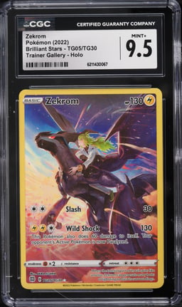 2022 Pokemon Sword & Shield Brilliant Stars Trainer Gallery CHR Zekrom #TG05 CGC 9.5 MINT+