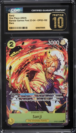 2024 One Piece Bandai Games Fest '23-'24 Alt Art Sanji #OP03-102 CGC 10 PRISTINE