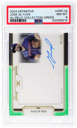 2024 Topps Definitive Collection Autograph Relic Green Jose Altuve #ARC-JA 5/25 PSA 8
