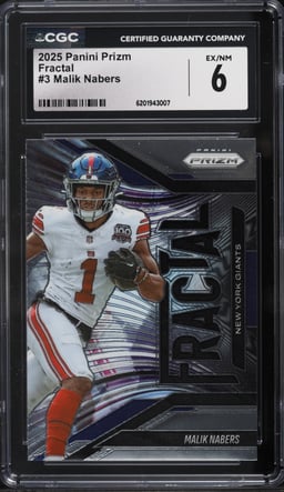 2025 Panini Prizm Fractal Malik Nabers #3 CGC 6 EXMT