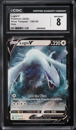 2022 Pokemon Sword & Shield Silver Tempest Holo Lugia V #138 CGC 8 NM-MT