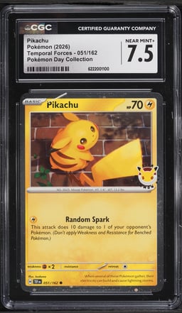 2026 Pokemon SV Temporal Forces Day Collection Cosmos Holo Pikachu #51 CGC 7.5 NRMT+
