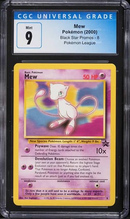 2000 Pokemon League Black Star Promo Mew #8 CGC 9 MINT