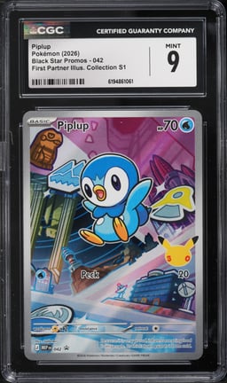 2026 Pokemon Mega Promo First Partner Illustration S1 Full Art Piplup #42 CGC 9 MINT