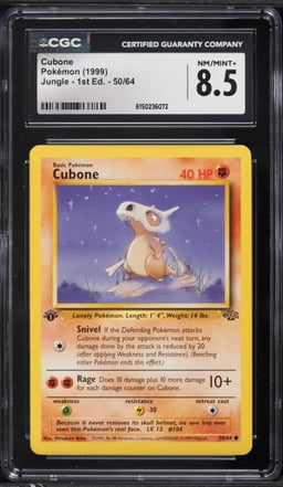 1999 Pokemon Jungle 1st Edition Cubone #50 CGC 8.5 NM-MT+
