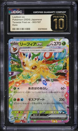 2024 Pokemon Japanese Scarlet & Violet Terastal Fest Ex Holo Leafeon Ex #003 CGC 10 PRISTINE
