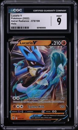 2022 Pokemon Sword & Shield Astral Radiance Holo Lucario V #78 CGC 9 MINT