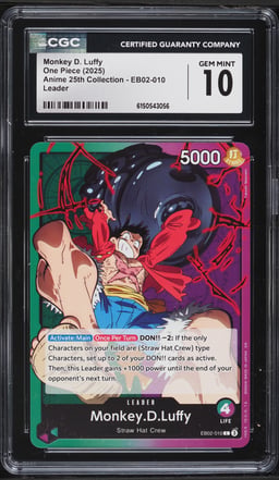 2025 One Piece Anime 25th Collection Leader Monkey D. Luffy #EB02-010 CGC 10 GEM MINT