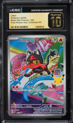 2026 Pokemon Mega Promo First Partner Illustration S1 Full Art Litten #44 CGC 10 PRISTINE