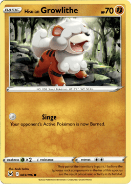 2022 Hisuian Growlithe #83 Lost Origin