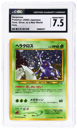 2000 Pokemon Gold Silver To A New World Japanese Holo Heracross #214 CGC 7.5