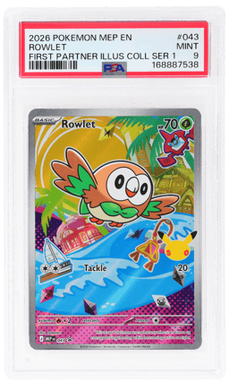 2026 Pokemon Black Star Promo Mega Evolution 30th Anniversary First Partner Illustration Collection Series 1 Rowlet #043 PSA 9